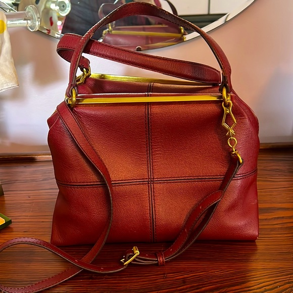 NWT J Crew Burgundy Leather Crossbody Satchel Purse Handbag - Picture 3 of 12